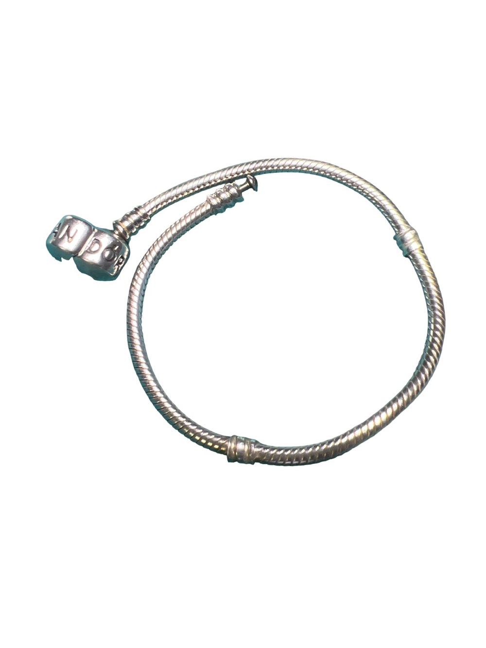 Pandora Sterling Silver Moments Snake Chain Barrel Clasp Bracelet 7.5”